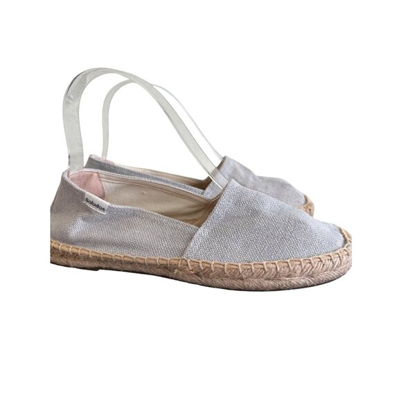Soludos Womens Espadrille Flats Canvas Slip-On Shoes Light Gray Size 7 - Picture 2 of 12